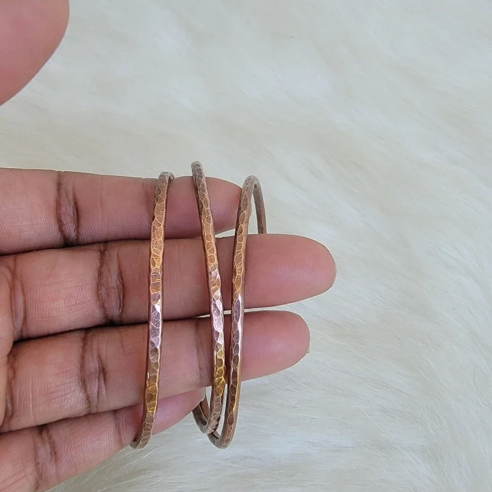 Set of 3 adjustable copper bangles